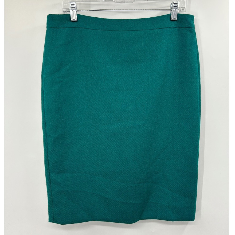NWT J.Crew No. 2 Pencil Skirt Teal Green 100% Wool Size 10 Office Professional